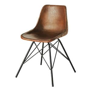chaise indus en cuir marron et métal austerlitz