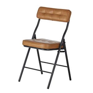 chaise pliante simili cuir marron et métal noir pops