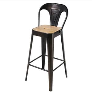 chaise de bar assise manguier structure métal noir hauteur 79 cm manufacture business