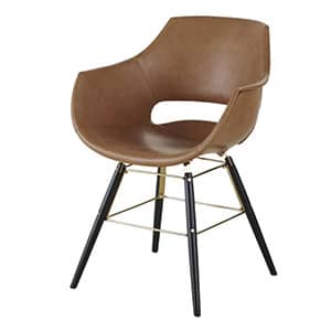 chaise avec accoudoirs imitation cuir vieilli marron baseball