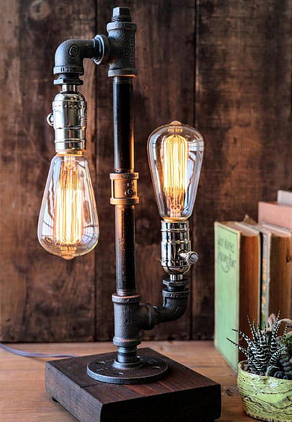 Lampe de table avec ampoules Edison style steampunk, Etsy