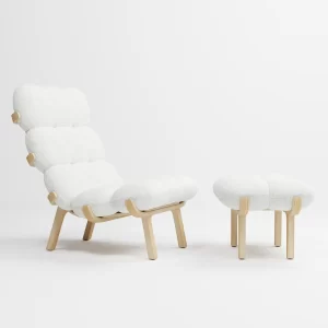 fauteuil nuage blanc et son repose pied de marque Sollen
